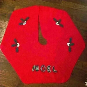 Noel Christmas Tree Skirt Hand-Knit Crocheted